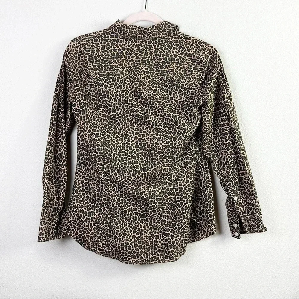 J. Crew Button down Poplin Shirt - Leopard / Cheetah/ Animal Print size XS